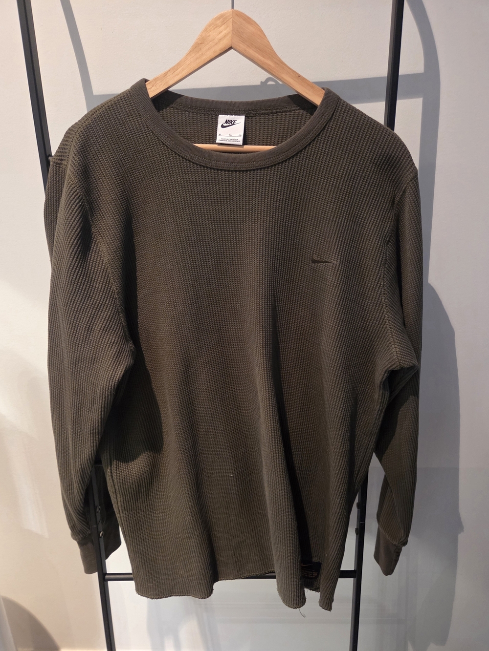Nike Men’s Olive Green Waffle Crewneck Sweater